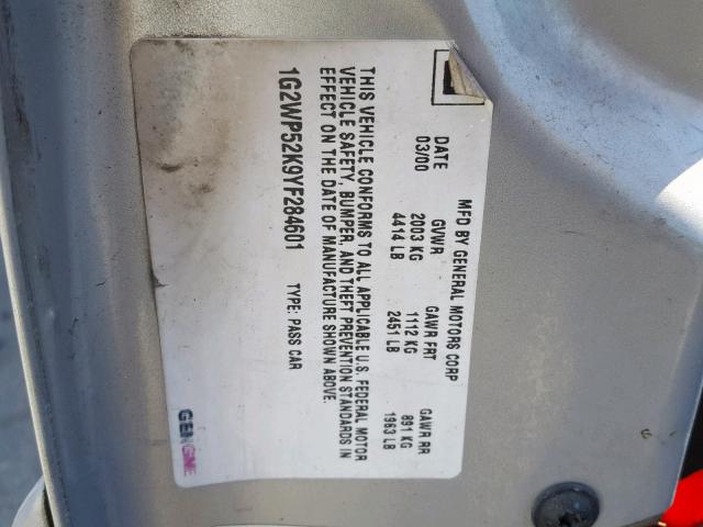 1G2WP52K9YF284601 - 2000 PONTIAC GRAND PRIX 灰色 照片 10