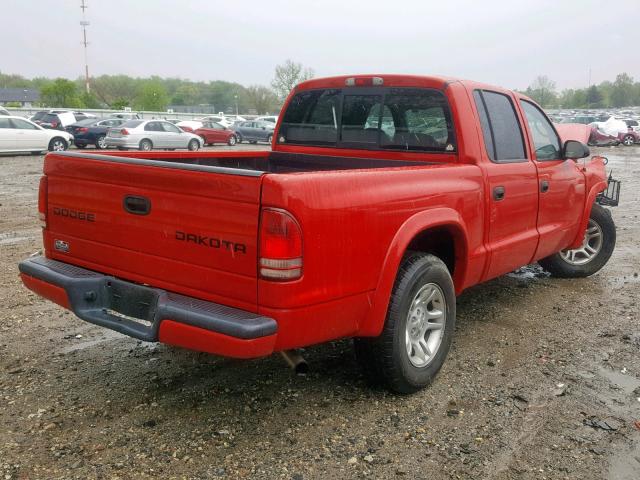 1D7HL38KX4S729723 - 2004 DODGE DAKOTA QUA RED photo 4