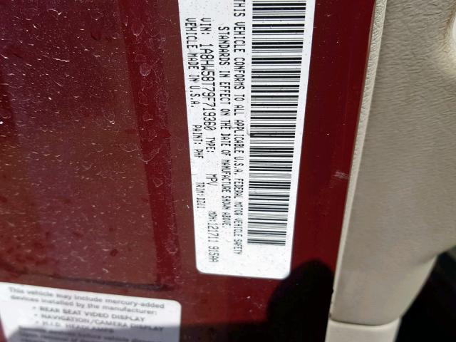 1A8HW58T79F719360 - 2009 CHRYSLER ASPEN LIMI MAROON photo 10