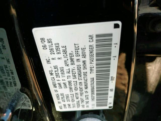 1HGCP36868A074344 - 2008 HONDA ACCORD EXL BLACK photo 10