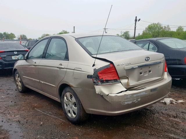 KNAFE122985521889 - 2008 KIA SPECTRA EX TAN photo 3