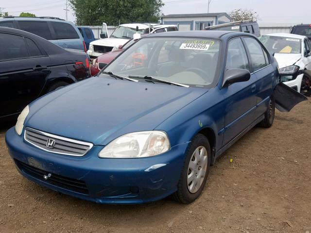 2HGEJ6614YH588385 - 2000 HONDA CIVIC BASE BLUE photo 2