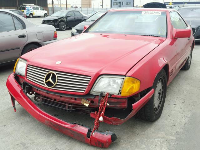 WDBFA66E2MF035654 - 1991 MERCEDES-BENZ 500 SL RED photo 2