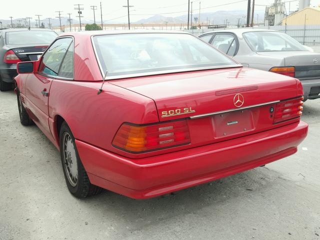 WDBFA66E2MF035654 - 1991 MERCEDES-BENZ 500 SL RED photo 3