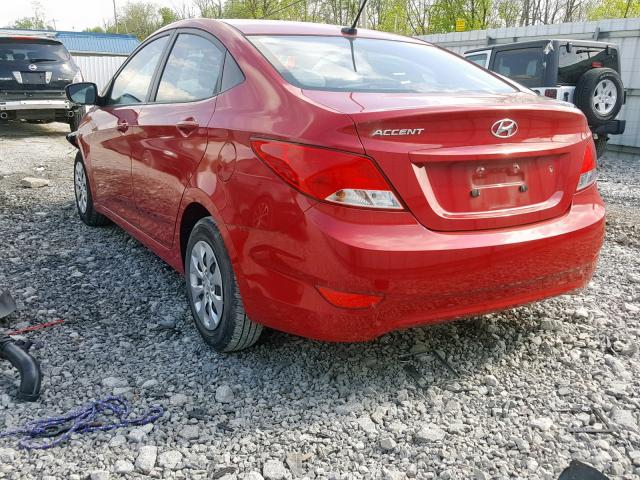 KMHCT4AE0GU989907 - 2016 HYUNDAI ACCENT SE RED photo 3