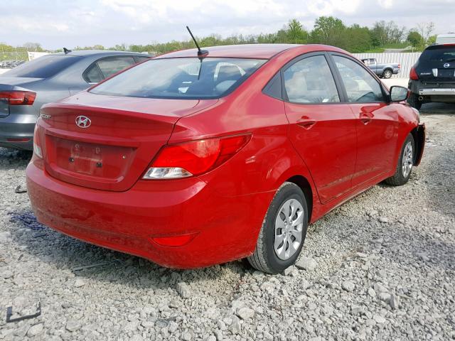 KMHCT4AE0GU989907 - 2016 HYUNDAI ACCENT SE RED photo 4