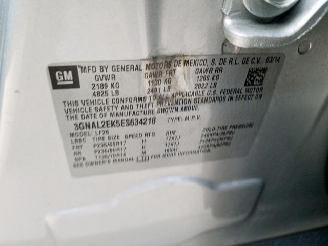 3GNAL2EK5ES634218 - 2014 CHEVROLET CAPTIVA LS  照片 10