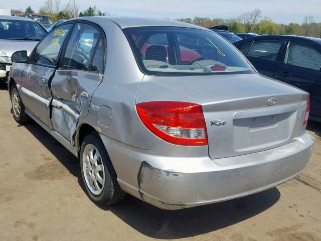 KNADC125736252964 - 2003 KIA RIO GRAY photo 3