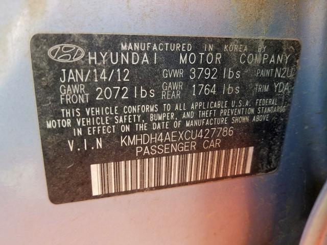 KMHDH4AEXCU427786 - 2012 HYUNDAI ELANTRA GLS  photo 10