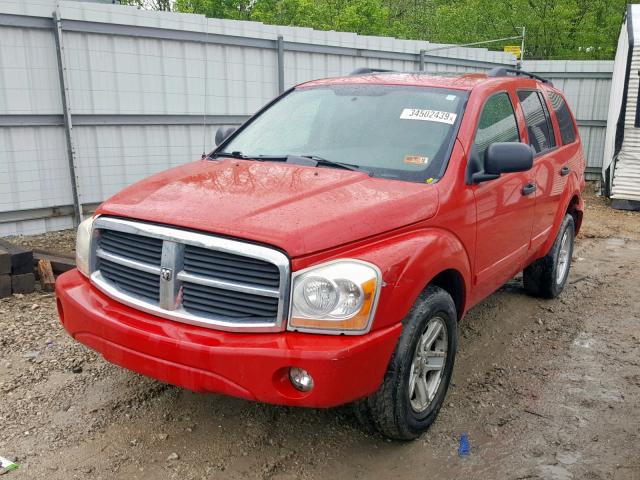 1D8HB48D25F605140 - 2005 DODGE DURANGO SL RED photo 2