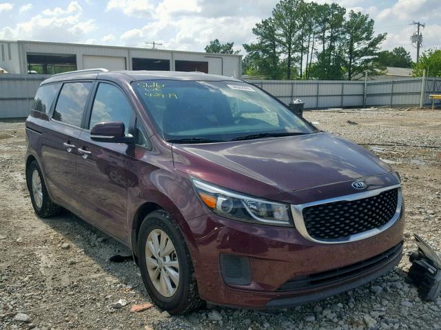 KNDMB5C16G6107378 - 2016 KIA SEDONA LX MAROON photo 1