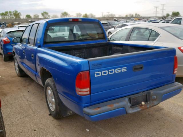 1B7GL2AX3YS717070 - 2000 DODGE DAKOTA QUA BLUE photo 3