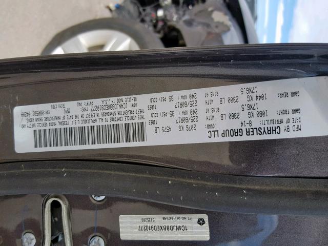 1C4NJDBBXED910277 - 2014 JEEP COMPASS SP ნაცრისფერი ფოტო 10