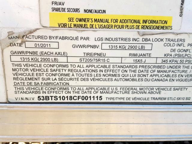 53BTS1018CF001115 - 2012 MISC TRAILER Սպիտակ լուսանկար 10