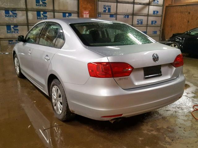 3VW1K7AJ7DM271314 - 2013 VOLKSWAGEN JETTA BASE SILVER photo 3