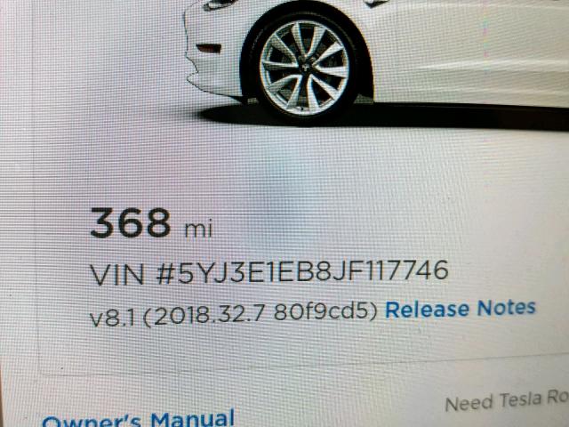 5YJ3E1EB8JF117746 - 2018 TESLA MODEL 3 WHITE photo 8