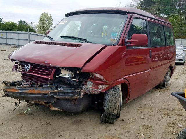 WV2NB47082H045660 - 2002 VOLKSWAGEN EUROVAN MV RED photo 2