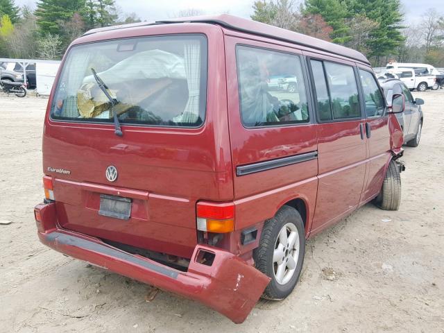 WV2NB47082H045660 - 2002 VOLKSWAGEN EUROVAN MV RED photo 4