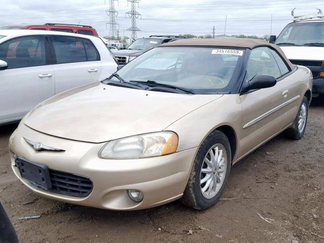 1C3EL55U11N603263 - 2001 CHRYSLER SEBRING LX GOLD photo 2