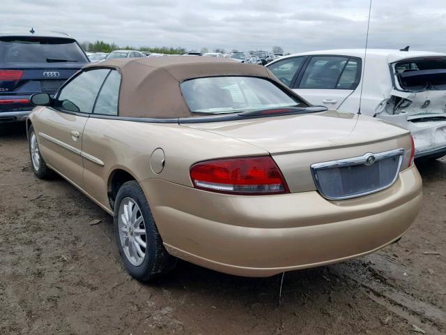 1C3EL55U11N603263 - 2001 CHRYSLER SEBRING LX GOLD photo 3