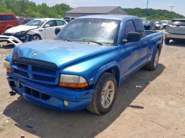 1B7GL22Z2YS657220 - 2000 DODGE DAKOTA BLUE photo 2