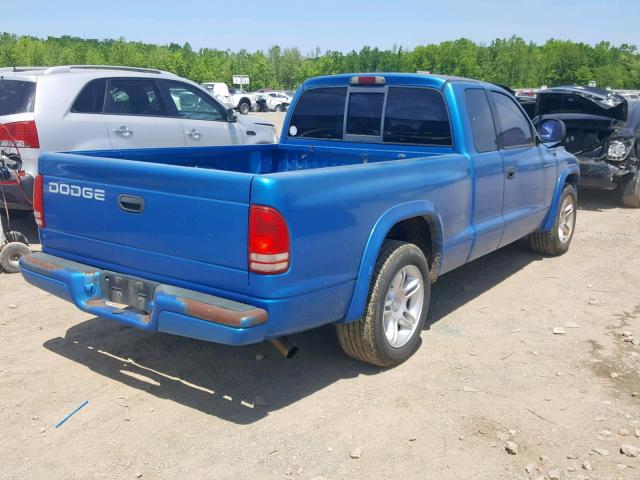 1B7GL22Z2YS657220 - 2000 DODGE DAKOTA BLUE photo 4