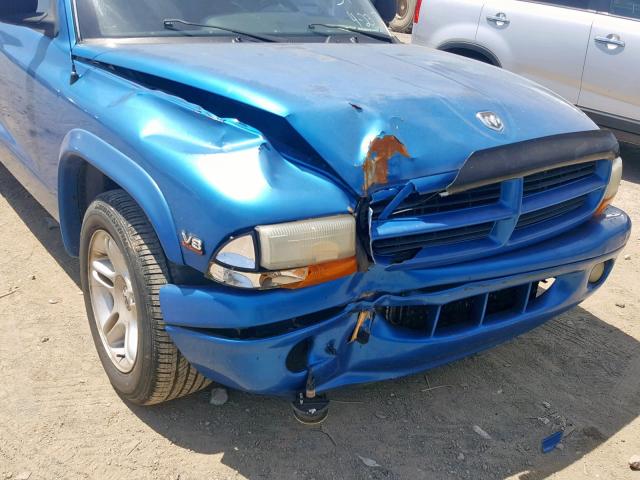 1B7GL22Z2YS657220 - 2000 DODGE DAKOTA BLUE photo 9