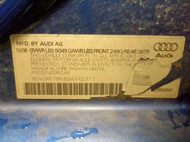 WAUXF78K89A142371 - 2009 AUDI A4 PRESTIGE  photo 10