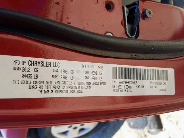 1B3HB28B98D720319 - 2008 DODGE CALIBER BURGUNDY photo 10