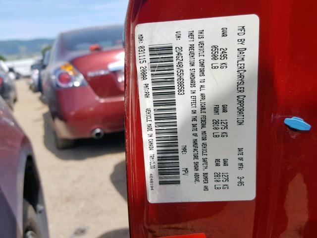 2D4GZ48V55H688563 - 2005 DODGE MAGNUM SXT RED photo 10