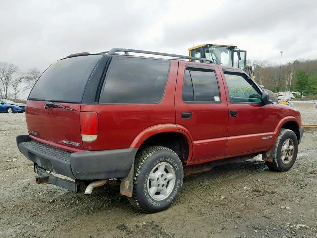 1GNDT13W8SK242130 - 1995 CHEVROLET BLAZER RED photo 4