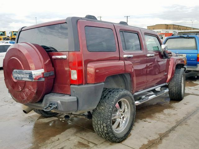 5GTDN13E378117348 - 2007 HUMMER H3 BURGUNDY photo 4