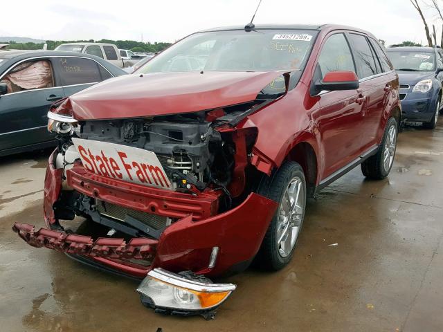 2FMDK3KC1EBA17329 - 2014 FORD EDGE LIMIT BURGUNDY photo 2