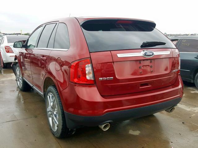 2FMDK3KC1EBA17329 - 2014 FORD EDGE LIMIT BURGUNDY photo 3