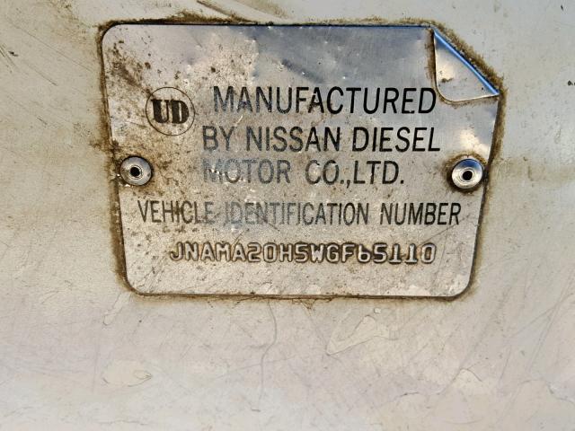 JNAMA20H5WGF65110 - 1998 NISSAN DIESEL UD1800 TWO TONE photo 10