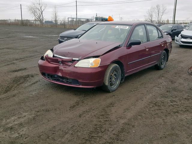 2HGES16403H918770 - 2003 HONDA CIVIC DX BURGUNDY photo 2