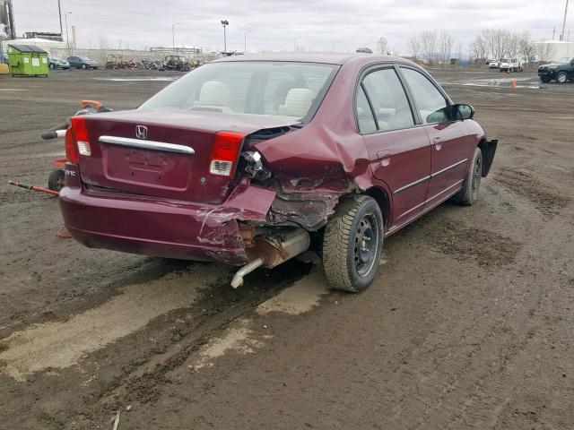 2HGES16403H918770 - 2003 HONDA CIVIC DX BURGUNDY photo 4