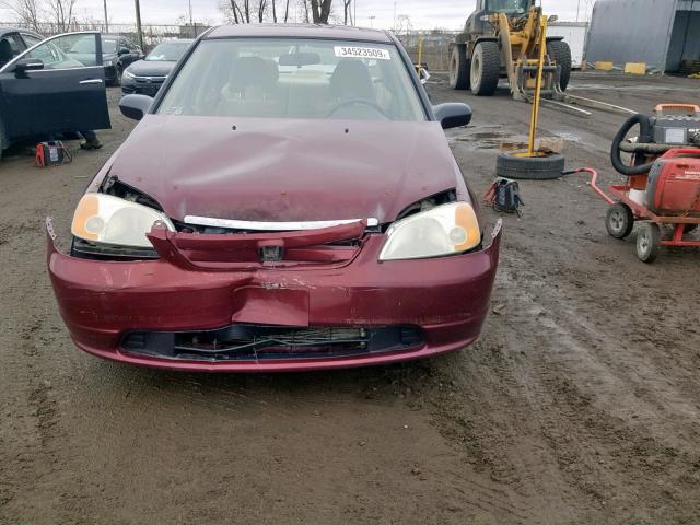 2HGES16403H918770 - 2003 HONDA CIVIC DX BURGUNDY photo 9