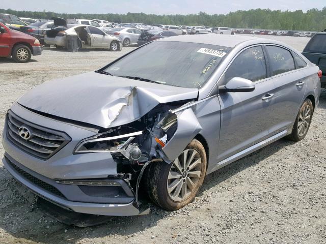 5NPE34AFXFH077140 - 2015 HYUNDAI SONATA SPO SILVER photo 2