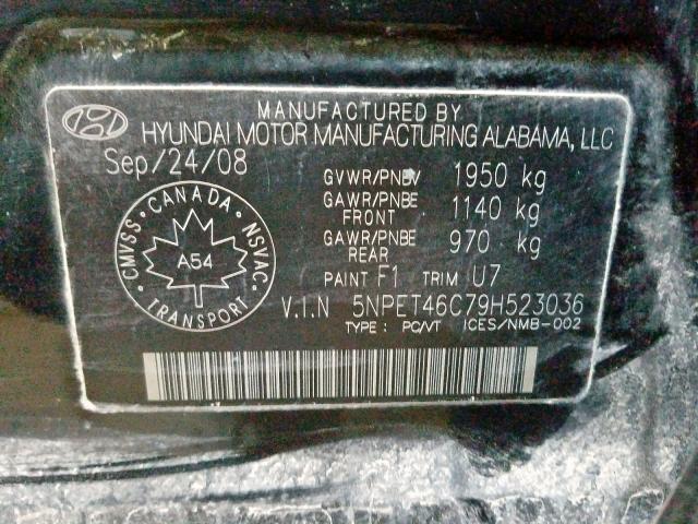 5NPET46C79H523036 - 2009 HYUNDAI SONATA GLS  photo 10