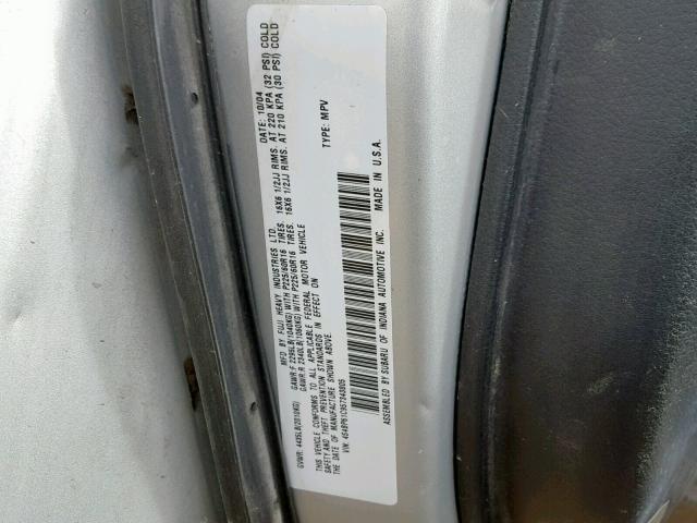 4S4BP61C957343805 - 2005 SUBARU LEGACY OUT SILVER photo 10