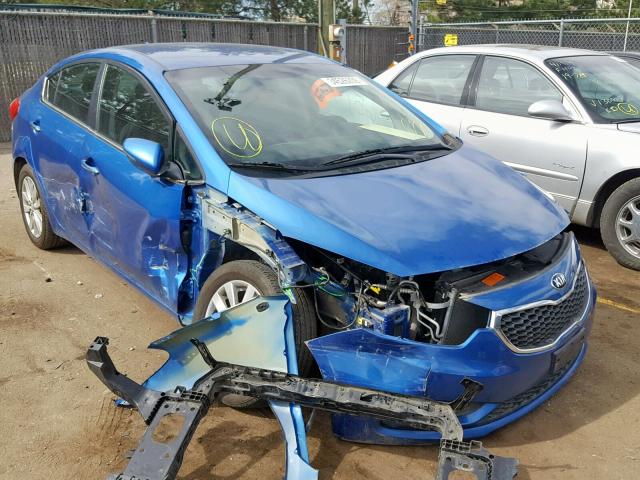 KNAFX4A86F5337475 - 2015 KIA FORTE EX BLUE photo 1