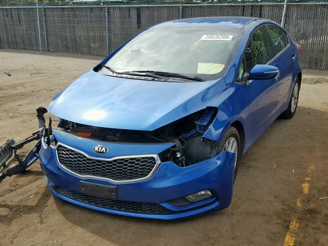 KNAFX4A86F5337475 - 2015 KIA FORTE EX BLUE photo 2