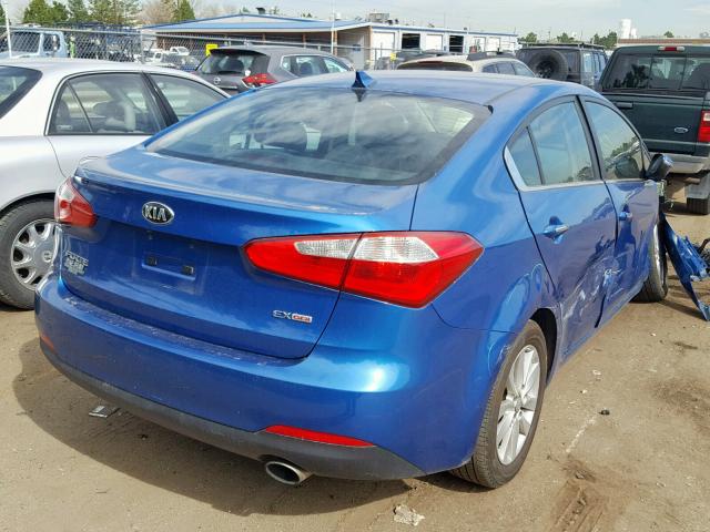 KNAFX4A86F5337475 - 2015 KIA FORTE EX BLUE photo 4