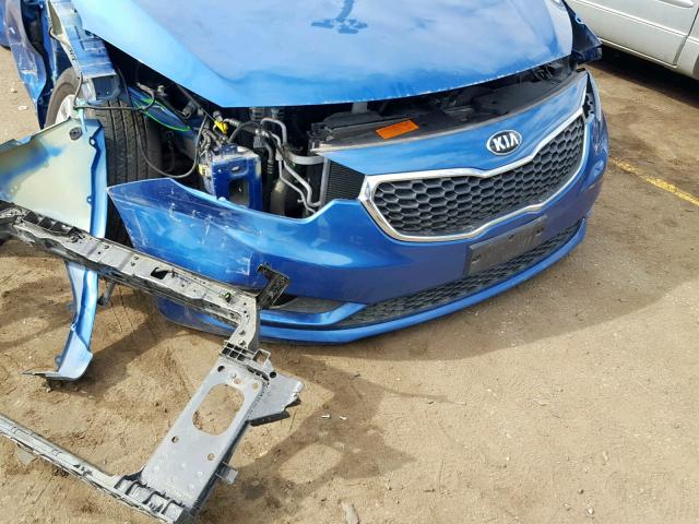 KNAFX4A86F5337475 - 2015 KIA FORTE EX BLUE photo 9