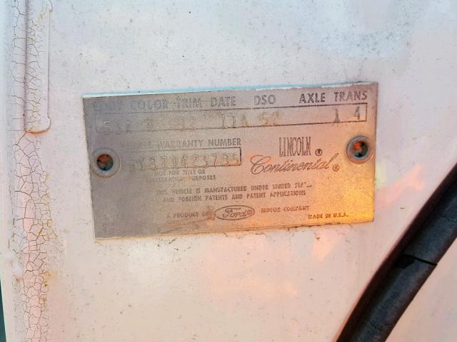 5Y82N423786 - 1965 LINCOLN CONTINENTL WHITE photo 10