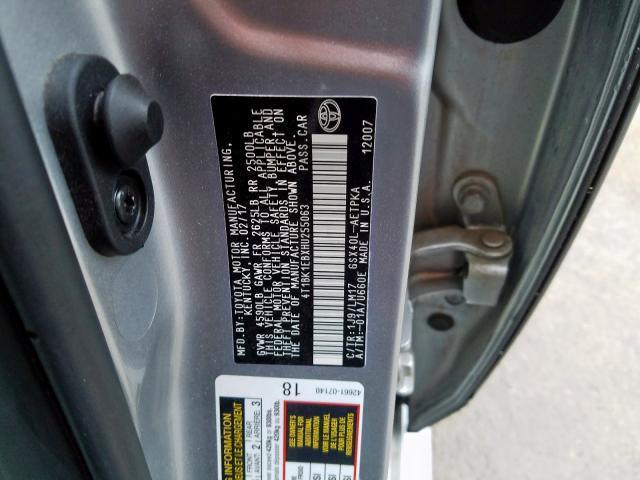 4T1BK1EBXHU255063 - 2017 TOYOTA AVALON XLE  photo 10