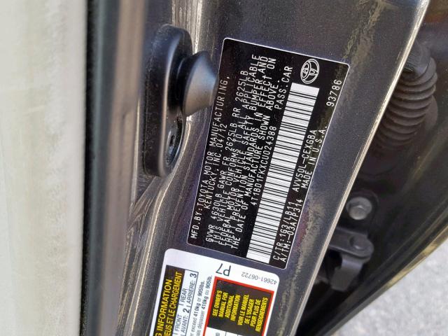 4T1BD1FKXCU024388 - 2012 TOYOTA CAMRY HYBR GRAY photo 10