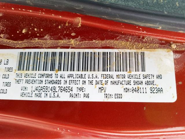 1J4GA59149L764654 - 2009 JEEP WRANGLER UNLIMITED SAHARA  ფოტო 10