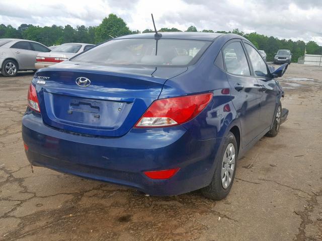 KMHCT4AE2GU044697 - 2016 HYUNDAI ACCENT SE BLUE photo 4